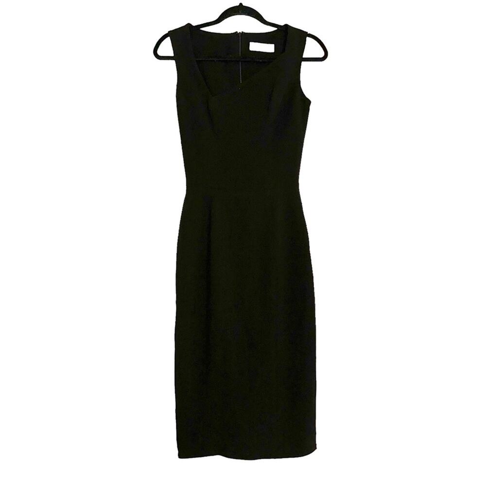 NWOT Dress The Population Asymmetrical Neck Sleeveless Black Sheath Dress